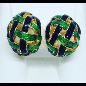 Vintage Signed David Hill Enamel Earrings